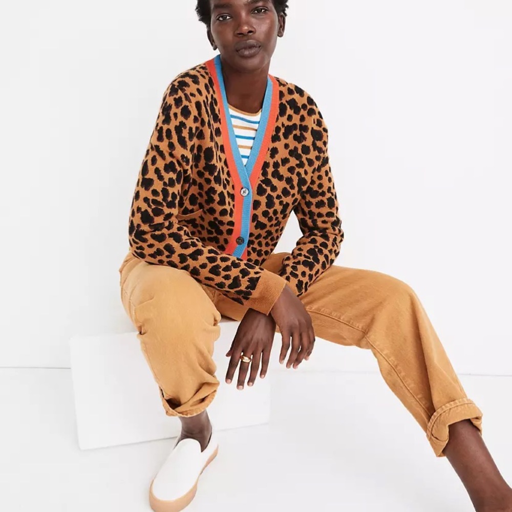 Madewell x Kule Leopard Crop Cardigan Sweater